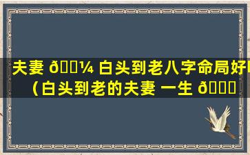 夫妻 🐼 白头到老八字命局好吗（白头到老的夫妻 一生 🐎  婚姻危机）